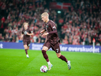 Albert Gronbaek of Denmark controls the ball during the Nations League Round 5 match between Denmark and Spain at Parken Stadium in Copenhag...