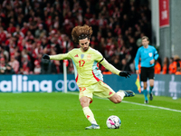 Marc Cucurella of Spain participates in the Nations League Round 5 match between Denmark and Spain at Parken Stadium in Copenhagen, Denmark,...