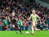 Dani Olmo of Spain participates in the Nations League Round 5 match between Denmark and Spain at Parken Stadium in Copenhagen, Denmark, on N...