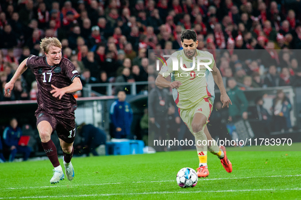 Ayoze Perez of Spain participates in the Nations League Round 5 match between Denmark and Spain at Parken Stadium in Copenhagen, Denmark, on...