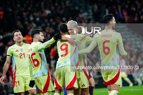 Ayoze Perez of Spain celebrates after scoring a goal to make it 2-0 during the UEFA Nations League 2024/25 League A Group A4 match between D...