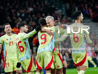 Ayoze Perez of Spain celebrates after scoring a goal to make it 2-0 during the UEFA Nations League 2024/25 League A Group A4 match between D...