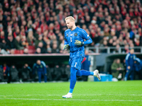 Kasper Schmeichel of Denmark participates in the UEFA Nations League 2024/25 League A Group A4 match between Denmark and Spain at Parken Sta...