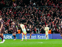 Gustav Isaksen of Denmark celebrates the team's first goal during the Nations League Round 5 match between Denmark and Spain at Parken Stadi...