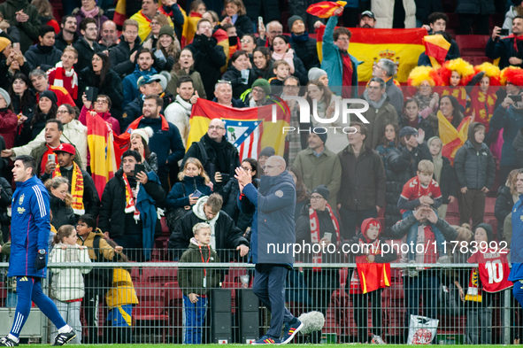 Luis de la Fuente is the head coach of Spain during the UEFA Nations League 2024/25 League A Group A4 match between Denmark and Spain at Par...