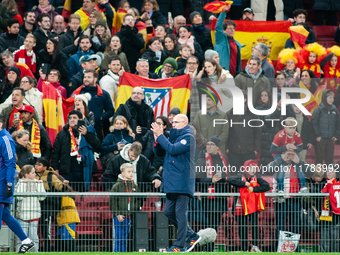 Luis de la Fuente is the head coach of Spain during the UEFA Nations League 2024/25 League A Group A4 match between Denmark and Spain at Par...