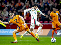 Netherlands defender Jan-Paul van Hecke and Hungary midfielder Dominik Szoboszlai participate in the match between the Netherlands and Hunga...