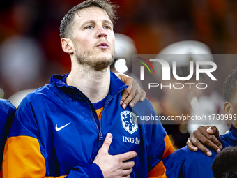 Netherlands forward Wout Weghorst participates in the match between the Netherlands and Hungary at the Johan Cruijff ArenA for the UEFA Nati...