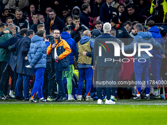 A medical assistant is with the assistant trainer of Hungary during the match between the Netherlands and Hungary at the Johan Cruijff ArenA...