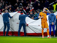 Netherlands forward Wout Weghorst participates in the match between the Netherlands and Hungary at the Johan Cruijff ArenA for the UEFA Nati...