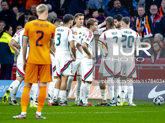 Players of Hungary during the match between the Netherlands and Hungary at the Johan Cruijff ArenA for the UEFA Nations League - League A -...