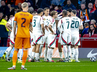 Players of Hungary during the match between the Netherlands and Hungary at the Johan Cruijff ArenA for the UEFA Nations League - League A -...