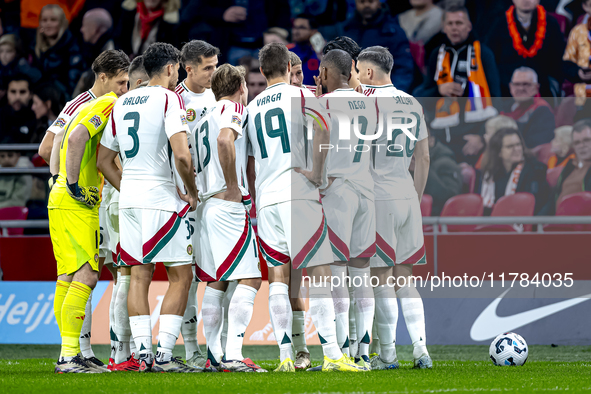 Players of Hungary during the match between the Netherlands and Hungary at the Johan Cruijff ArenA for the UEFA Nations League - League A -...