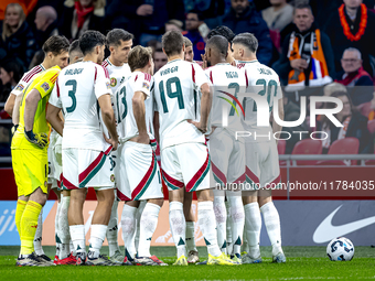 Players of Hungary during the match between the Netherlands and Hungary at the Johan Cruijff ArenA for the UEFA Nations League - League A -...