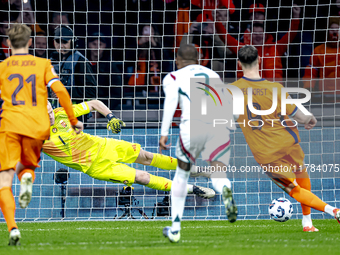 Netherlands forward Wout Weghorst scores the 1-0 during the match between the Netherlands and Hungary at the Johan Cruijff ArenA for the UEF...