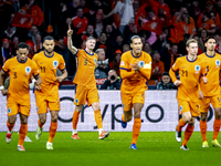 Netherlands forward Wout Weghorst scores the 1-0 and celebrates the goal during the match between the Netherlands and Hungary at the Johan C...