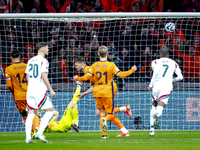 Netherlands forward Wout Weghorst scores the 1-0 during the match between the Netherlands and Hungary at the Johan Cruijff ArenA for the UEF...