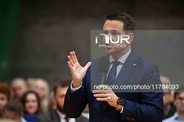 KRAKOW, POLAND - NOVEMBER 16:
Mayor of Warsaw Rafal Trzaskowski during a meeting with voters at Nowa Huta's Hala Com-Com Zone, on November 1...