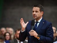 KRAKOW, POLAND - NOVEMBER 16:
Mayor of Warsaw Rafal Trzaskowski during a meeting with voters at Nowa Huta's Hala Com-Com Zone, on November 1...