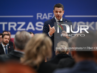 KRAKOW, POLAND - NOVEMBER 16:
Mayor of Warsaw Rafal Trzaskowski during a meeting with voters at Nowa Huta's Hala Com-Com Zone, on November 1...