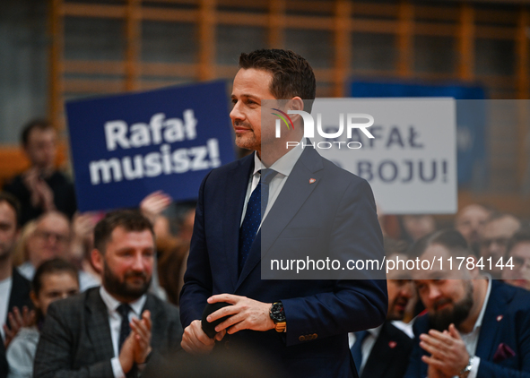 KRAKOW, POLAND - NOVEMBER 16:
Mayor of Warsaw Rafal Trzaskowski during a meeting with voters at Nowa Huta's Hala Com-Com Zone, on November 1...