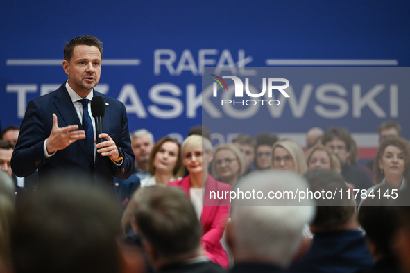 KRAKOW, POLAND - NOVEMBER 16:
Mayor of Warsaw Rafal Trzaskowski during a meeting with voters at Nowa Huta's Hala Com-Com Zone, on November 1...