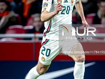 Hungary forward Roland Sallai participates in the match between the Netherlands and Hungary at the Johan Cruijff ArenA for the UEFA Nations...