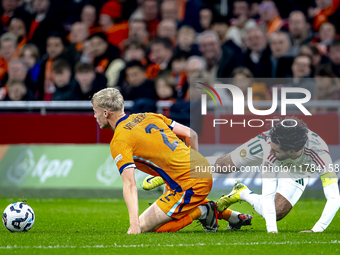 Netherlands defender Jan-Paul van Hecke and Hungary midfielder Dominik Szoboszlai participate in the match between the Netherlands and Hunga...