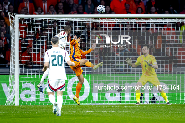 Netherlands midfielder Tijjani Reijnders participates in the match between the Netherlands and Hungary at the Johan Cruijff ArenA for the UE...