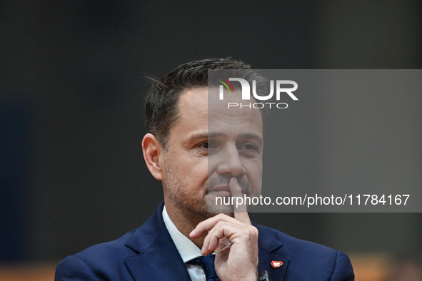 KRAKOW, POLAND - NOVEMBER 16:
Mayor of Warsaw Rafal Trzaskowski during a meeting with voters at Nowa Huta's Hala Com-Com Zone, on November 1...