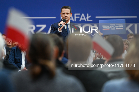 KRAKOW, POLAND - NOVEMBER 16:
Mayor of Warsaw Rafal Trzaskowski during a meeting with voters at Nowa Huta's Hala Com-Com Zone, on November 1...