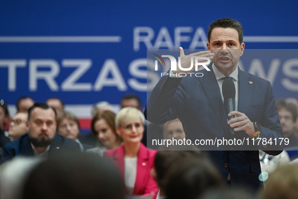 KRAKOW, POLAND - NOVEMBER 16:
Mayor of Warsaw Rafal Trzaskowski during a meeting with voters at Nowa Huta's Hala Com-Com Zone, on November 1...