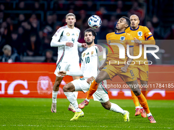 Hungary midfielder Dominik Szoboszlai and Netherlands midfielder Ryan Gravenberch play during the match between the Netherlands and Hungary...