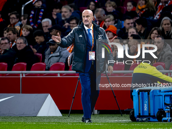 Hungary trainer Marco Rossi is present during the match between the Netherlands and Hungary at the Johan Cruijff ArenA for the UEFA Nations...