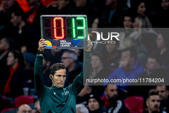 Extra time occurs in the first part of the match between the Netherlands and Hungary at the Johan Cruijff ArenA for the UEFA Nations League...