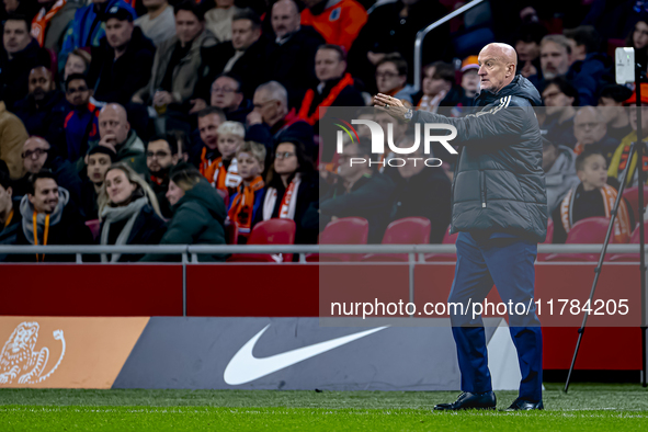 Hungary trainer Marco Rossi is present during the match between the Netherlands and Hungary at the Johan Cruijff ArenA for the UEFA Nations...