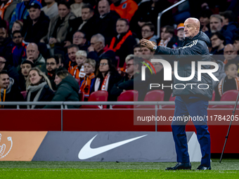 Hungary trainer Marco Rossi is present during the match between the Netherlands and Hungary at the Johan Cruijff ArenA for the UEFA Nations...