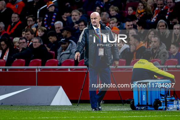 Hungary trainer Marco Rossi is present during the match between the Netherlands and Hungary at the Johan Cruijff ArenA for the UEFA Nations...