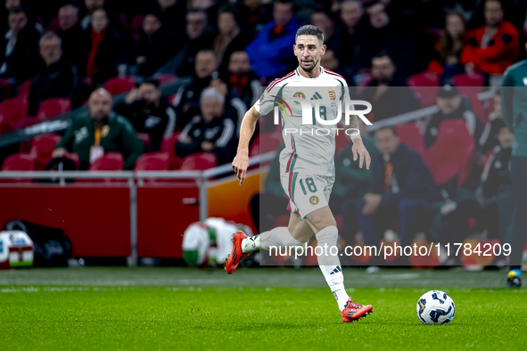 Hungary midfielder Zsolt Nagy participates in the match between the Netherlands and Hungary at the Johan Cruijff ArenA for the UEFA Nations...