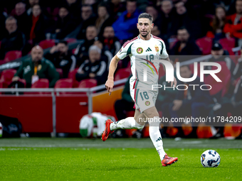 Hungary midfielder Zsolt Nagy participates in the match between the Netherlands and Hungary at the Johan Cruijff ArenA for the UEFA Nations...