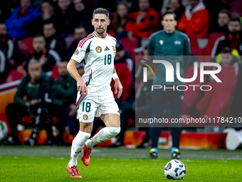 Hungary midfielder Zsolt Nagy participates in the match between the Netherlands and Hungary at the Johan Cruijff ArenA for the UEFA Nations...