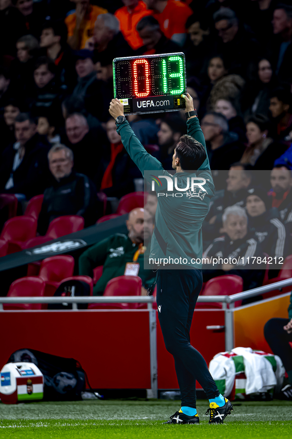 Extra time occurs in the first part of the match between the Netherlands and Hungary at the Johan Cruijff ArenA for the UEFA Nations League...