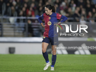 Aitana Bonmati of FC Barcelona participates in the LIGA F match between Real Madrid and FC Barcelona at Alfredo Di Stefano stadium in Madrid...