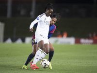 Naomie Feller of Real Madrid and Esmee Brugts of FC Barcelona fight for the ball during the LIGA F match between Real Madrid and FC Barcelon...