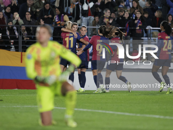 Patri Guijarro of FC Barcelona celebrates a goal during the LIGA F match between Real Madrid and FC Barcelona at Alfredo Di Stefano stadium...