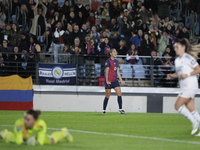 Patri Guijarro of FC Barcelona celebrates a goal during the LIGA F match between Real Madrid and FC Barcelona at Alfredo Di Stefano stadium...