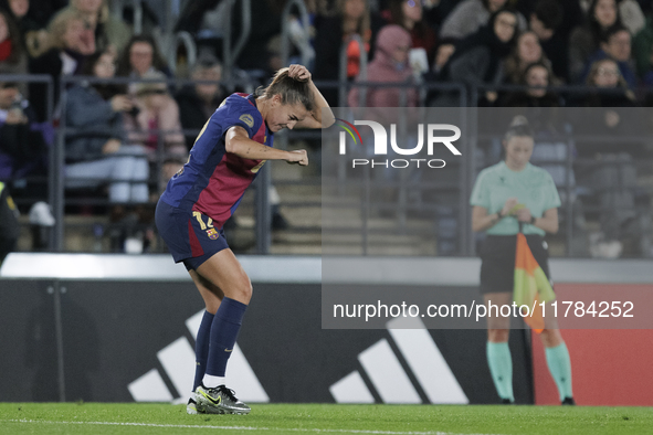 Patri Guijarro of FC Barcelona celebrates a goal during the LIGA F match between Real Madrid and FC Barcelona at Alfredo Di Stefano stadium...