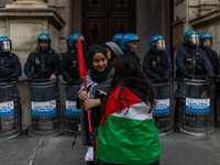 More than 1,000 people march through the center of Turin, Italy, on November 16, 2024, calling for a boycott of Israel and a ceasefire in th...