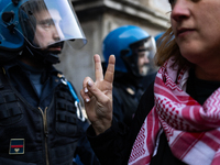 More than 1,000 people march through the center of Turin, Italy, on November 16, 2024, calling for a boycott of Israel and a ceasefire in th...