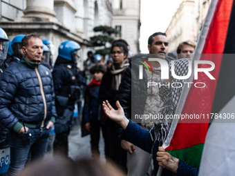 More than 1,000 people march through the center of Turin, Italy, on November 16, 2024, calling for a boycott of Israel and a ceasefire in th...